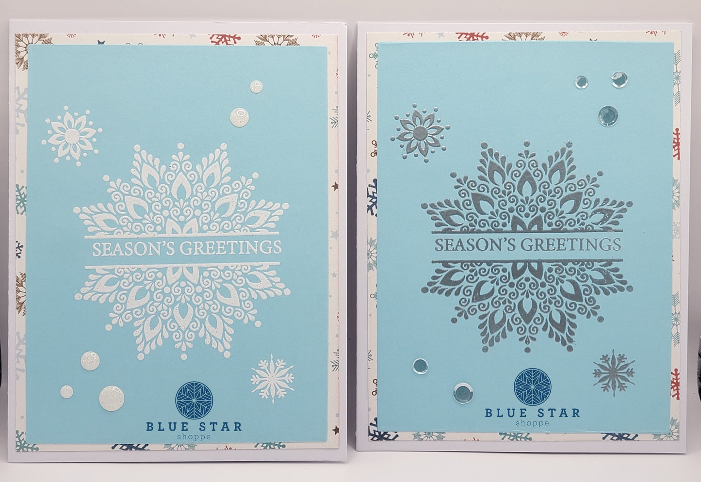Ornament & Snowflake Holiday set of 8 greeting cards