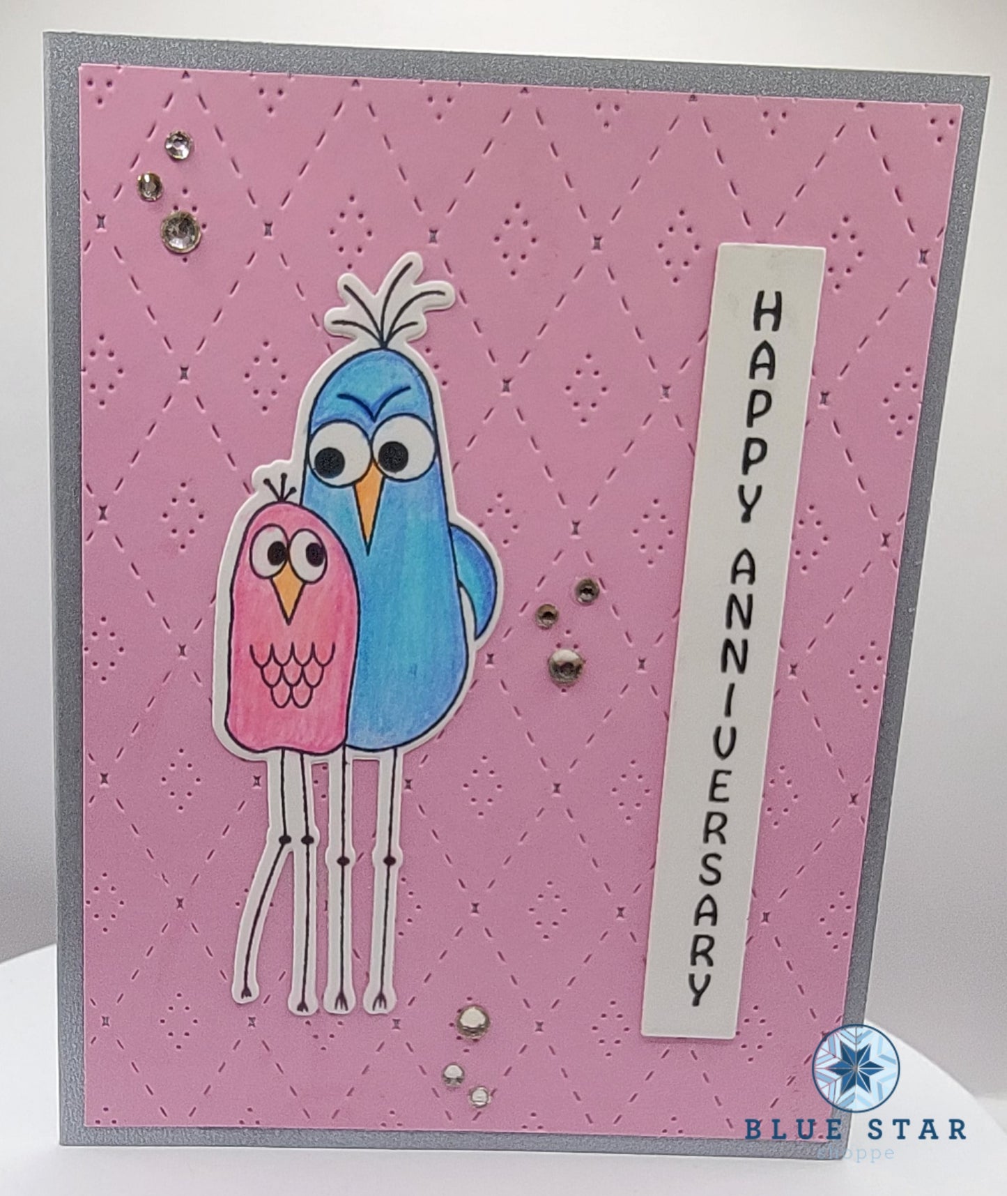 Happy Anniversary (tall birds - pink)