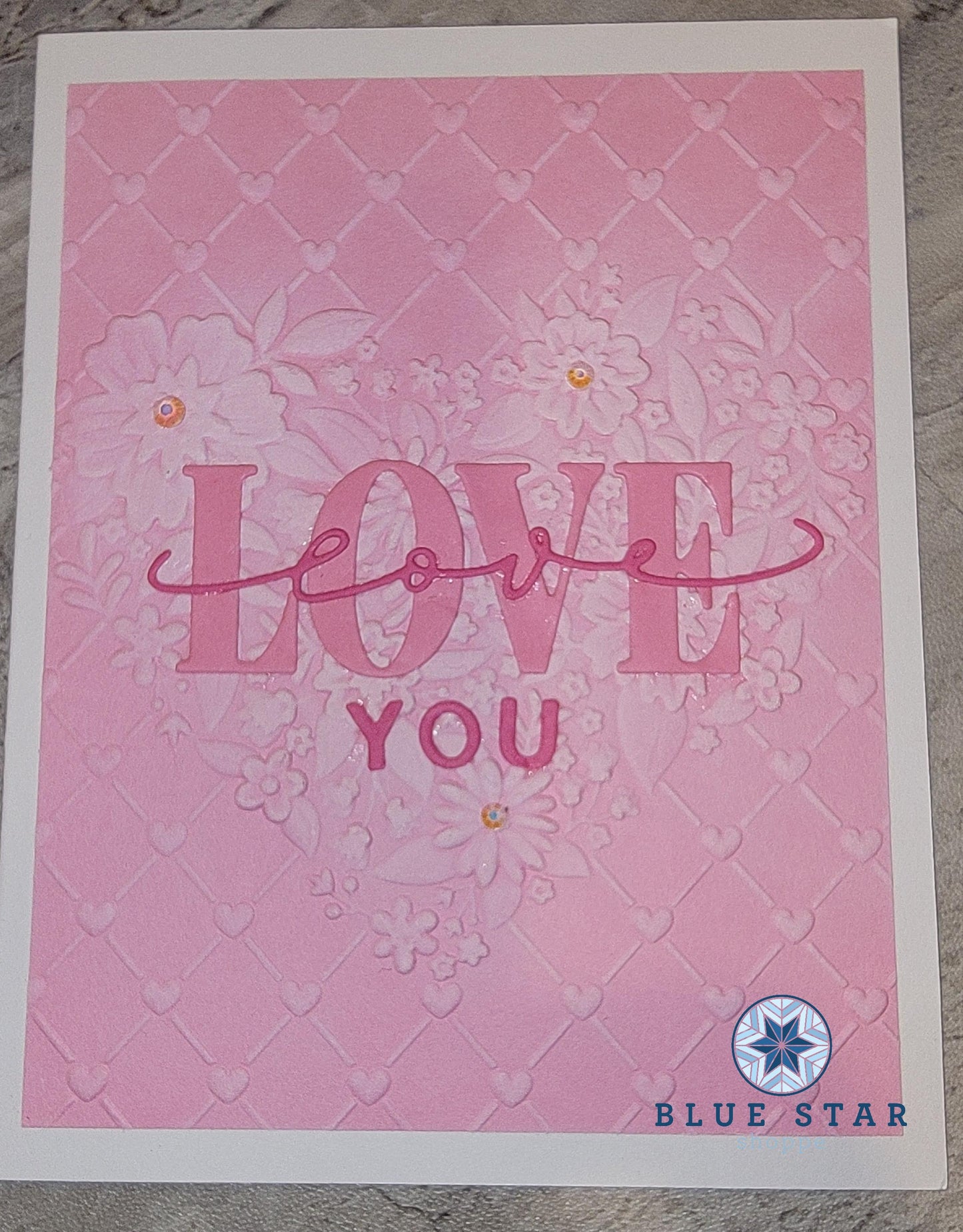 Happy Valentine's Day - Pink Heart Embossed - Double love