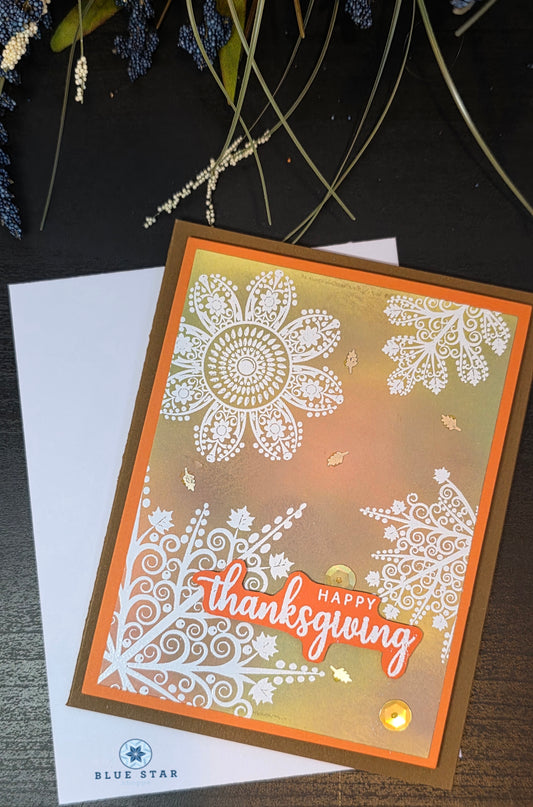 Happy Thanksgiving Embossed Leafy Design