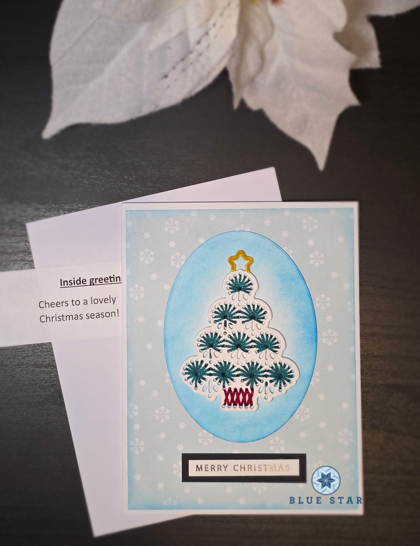 Merry Christmas - stitched Christmas tree