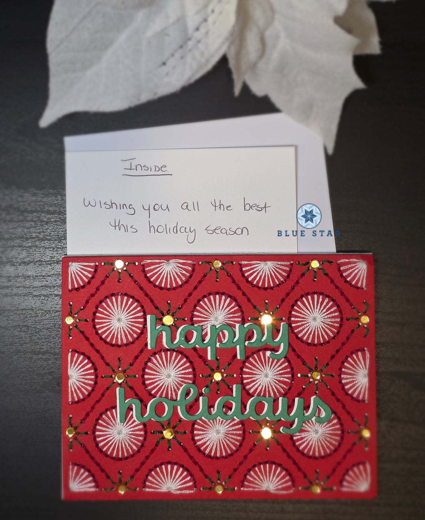 happy holidays - stitched circles