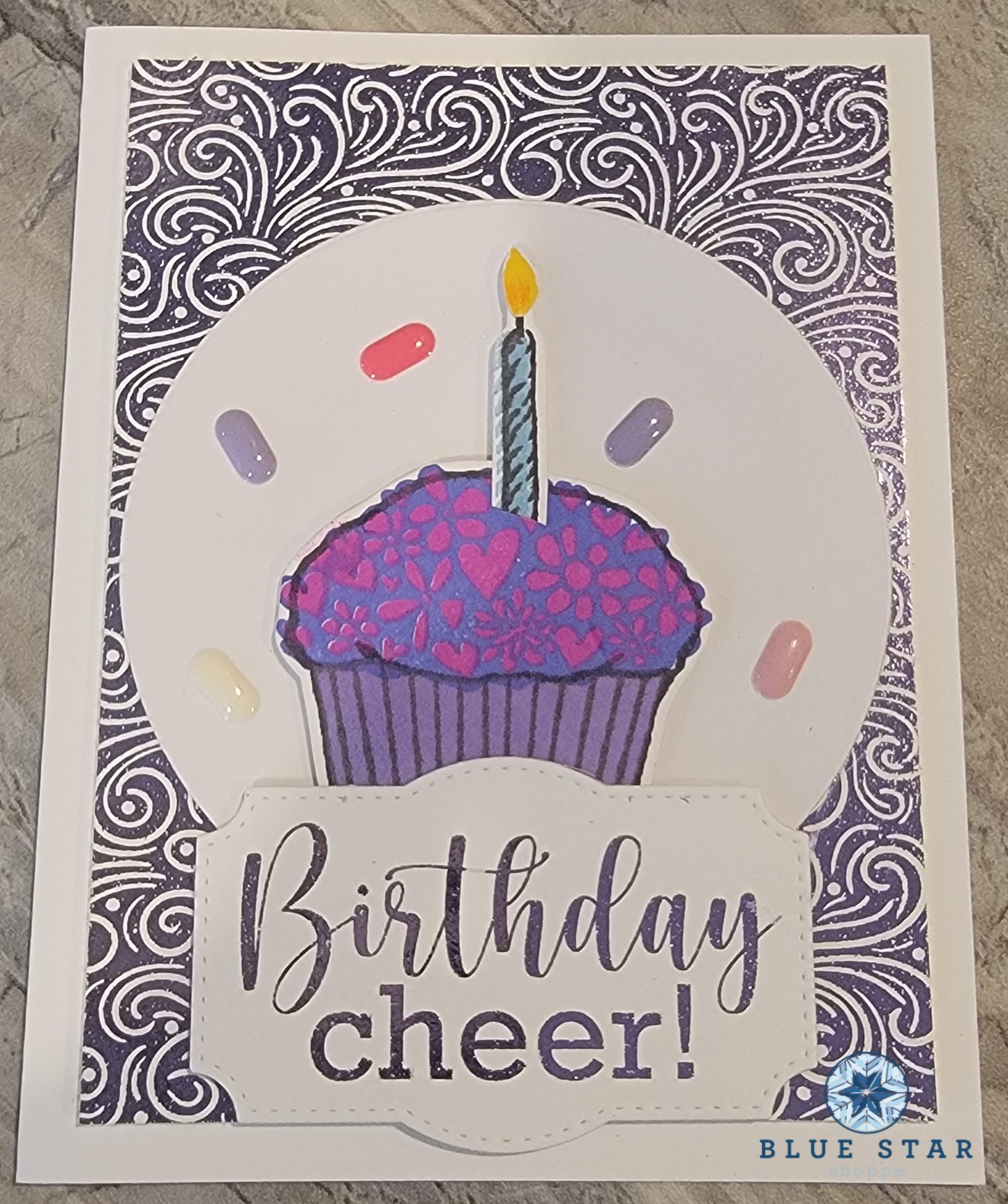 Birthday Cheer - purple cupcake