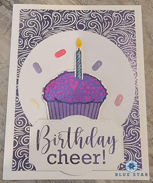 Birthday Cheer - purple cupcake