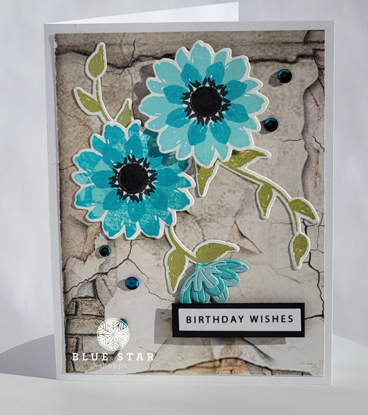 Birthday Wishes (blue flowers)