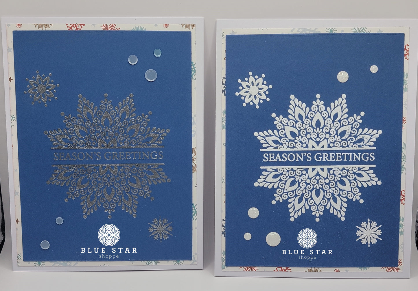 Ornament & Snowflake Holiday set of 8 greeting cards