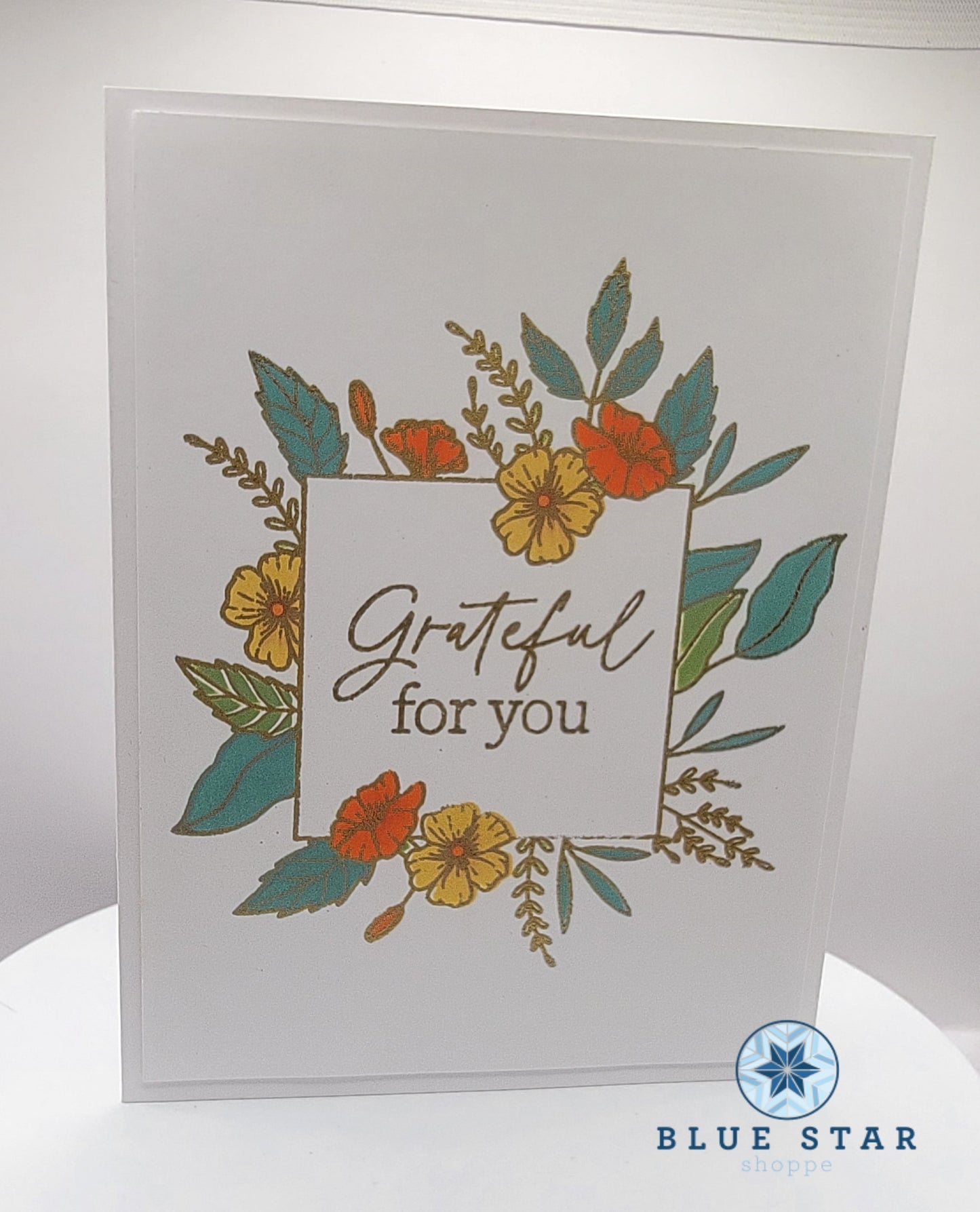 Grateful for you - gold embossed floral frame