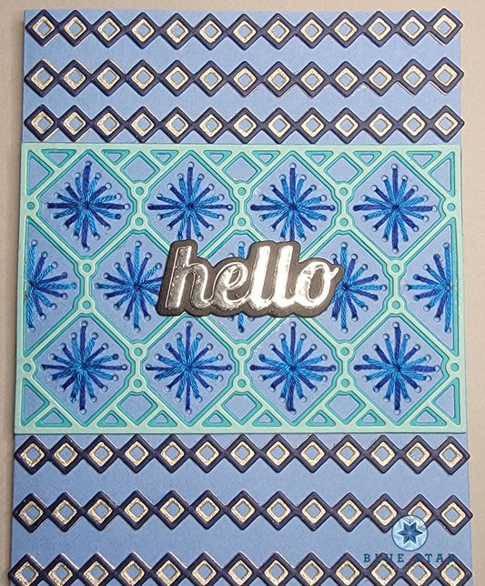 Hello - blue stitched