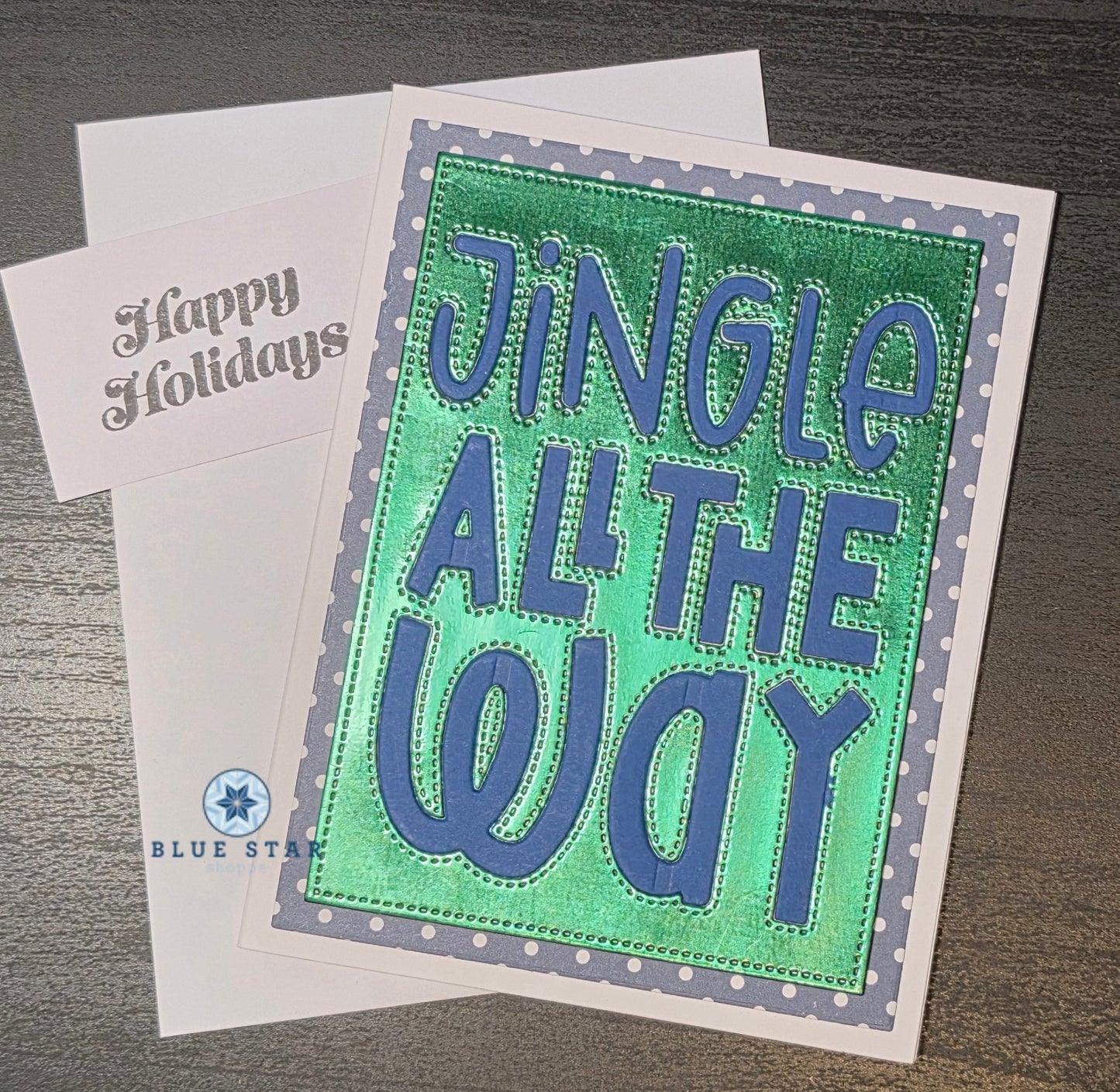 Greeting card with 'Jingle All The Way' text 