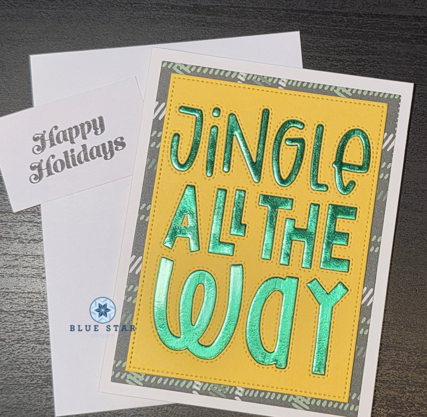 Holiday card with 'Jingle All The Way' text