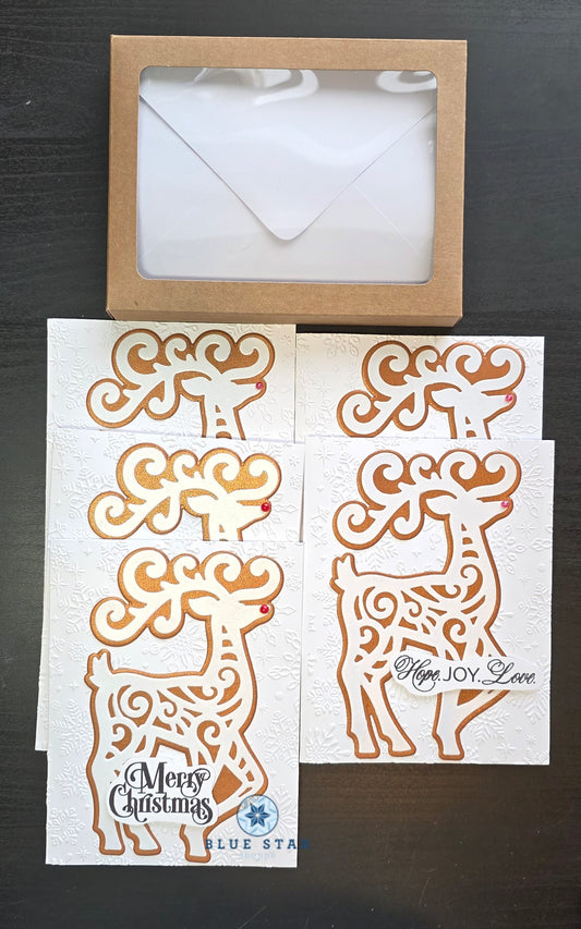 Decorative Christmas card with reindeer design 