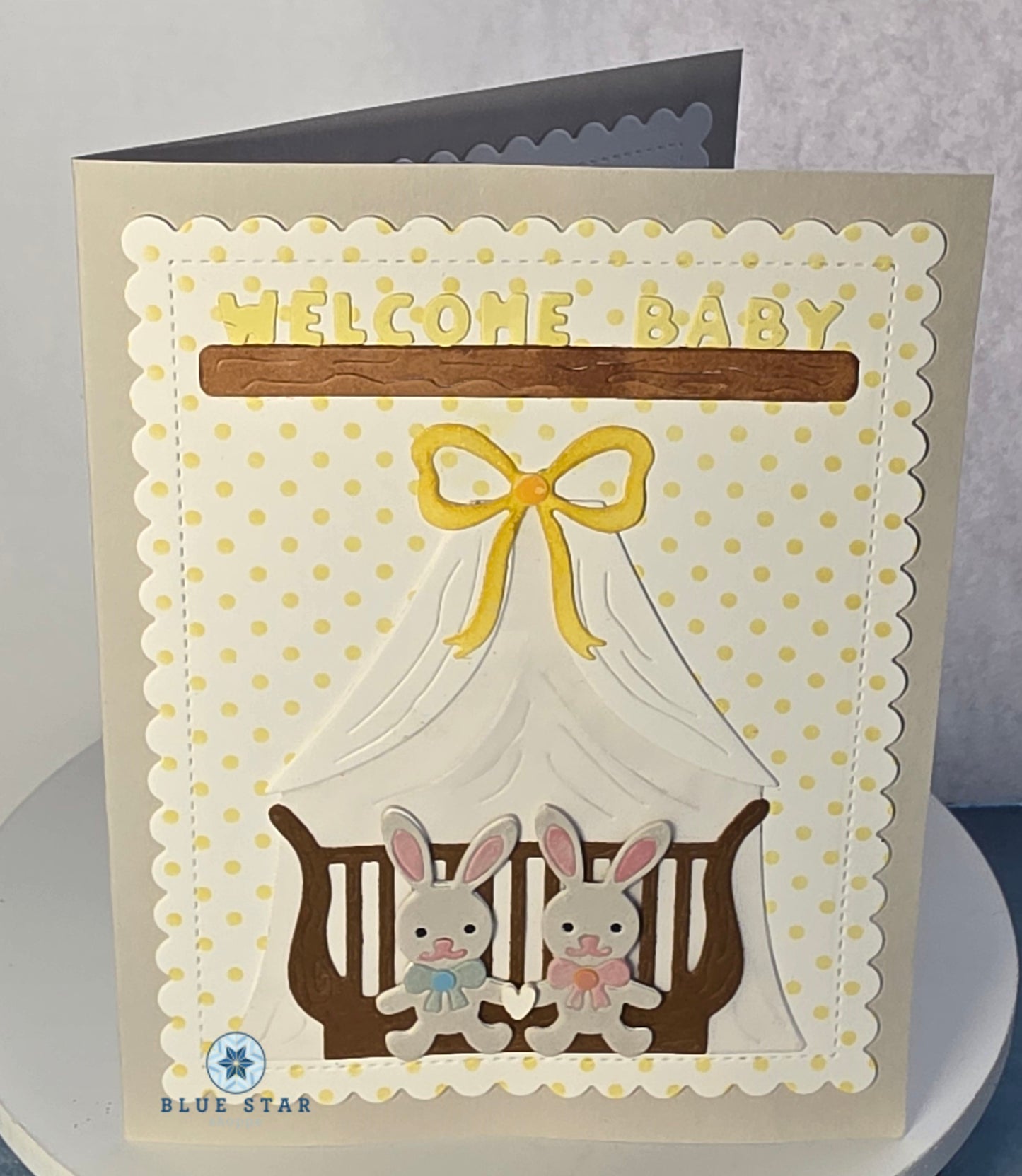 Welcome Baby - yellow polka dots