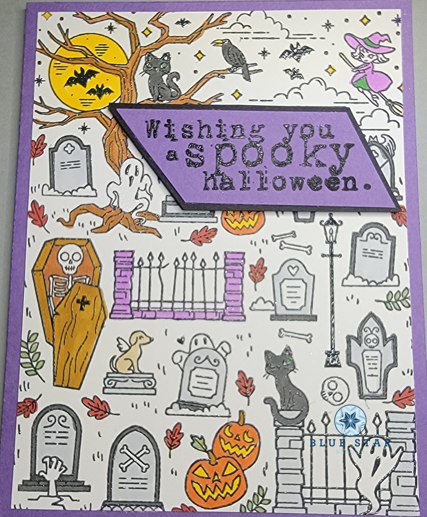 Wishing you a spooky Halloween - white background shaker card