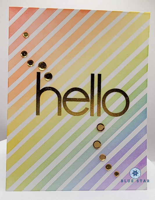 Hello (pastel rainbow diagonal stripe)